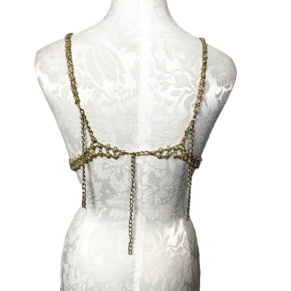 Belly Dance Gold Metal Boho Bra Y2K  NWT NOS - Picture 10 of 15